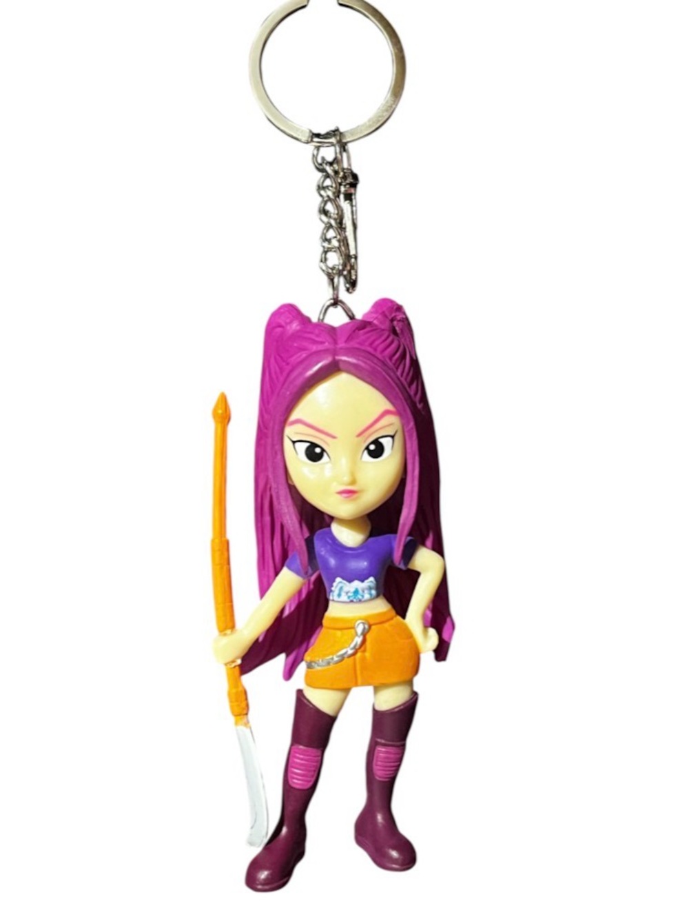 Hand Crafted K-Pop Demon Hunters Las Guerreras Purple Hair Keychain / Bagcharm